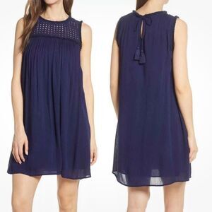 Tommy Bahama Crinkle Shift Dress Lace Top Lined Summer Dress, Navy, XS, NWT